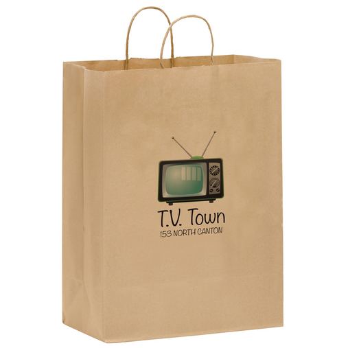 Custom Printed Natural Kraft Paper Shopper Tote Bag w/Full Color (13"x7"x17") - Color Evolution - 1N13717-CE